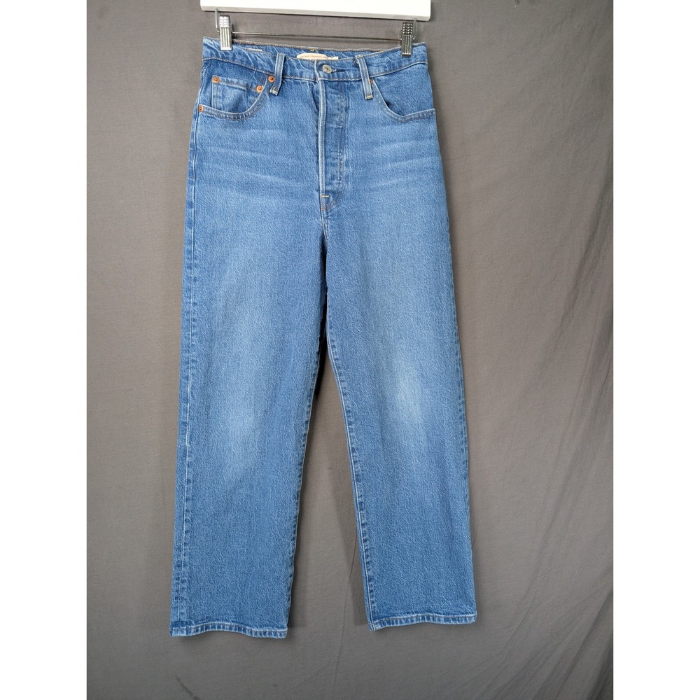 Levi's Ribcage Straight Ankle Jeans W29 L27 Blue Denim Big E